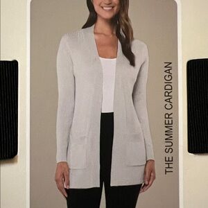 NWT Matty M Lightweight Ladies Ribbed Gray Cardigan XL